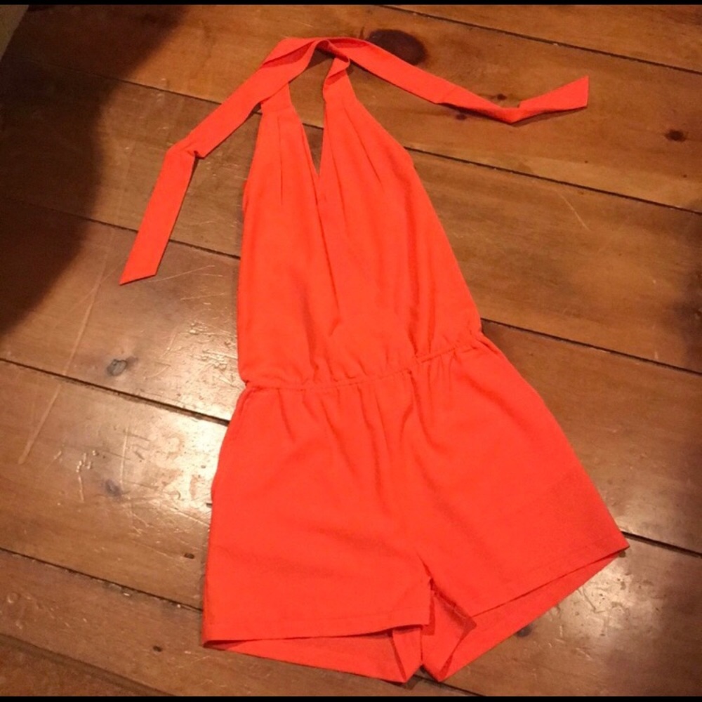 Bright Orange halter romper - Picture 2 of 4